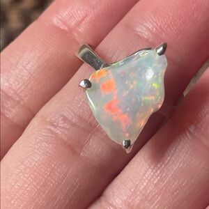 Freeform 4ct Natural Opal Ring in 925 Sterling Silver Size 7.5
